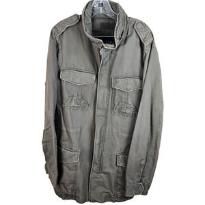 Vtg Gap Army Jacket Men M tall Green Hooded Canvas Military M65 Utility Field